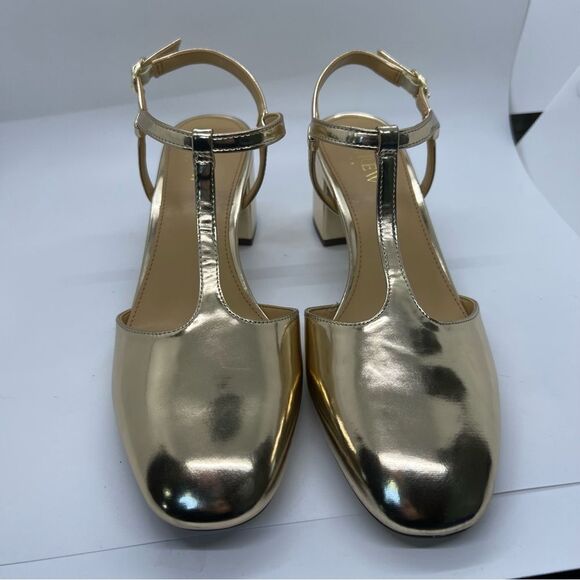 NIB J Crew Ankle T- Strap Heel Gold NEW size 8 - Picture 3 of 13
